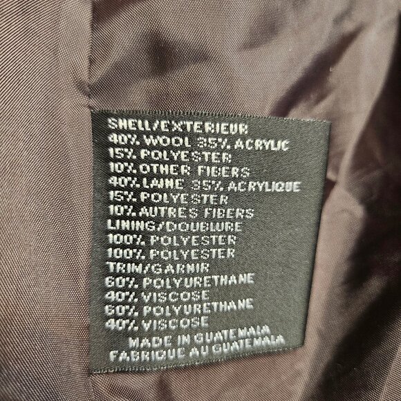 DKNY Women's Brown Tweed Plaid Wool Blend Belted Coat Size 10 - Picture 11 of 12